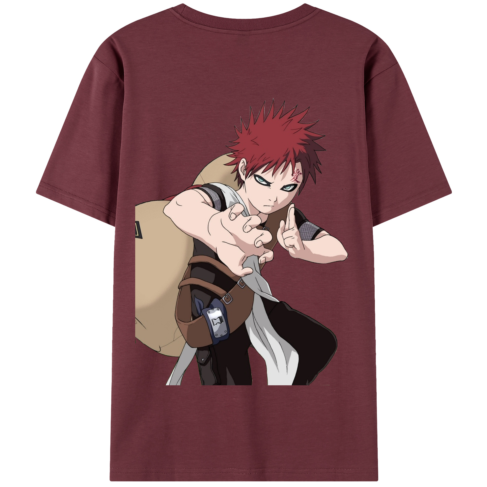 （画像用） NARUTO -ナルト- ガアラ Gaara 綿100％半袖Tシャツ（背面プリント）
